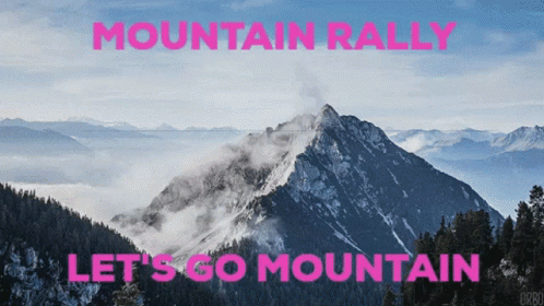 a mountain with a sky background and text that reads let's go mountain