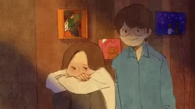 a child is hugging his mother in a blue room
