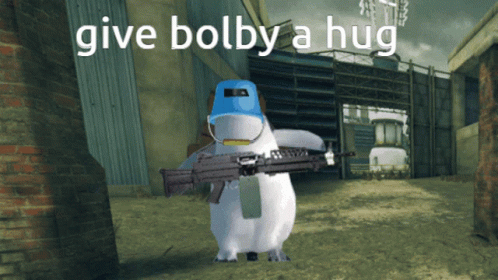 a picture of a polar bear holding a gun in front of an image
