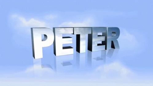 the word peter is placed in metal letters on a pale colored background