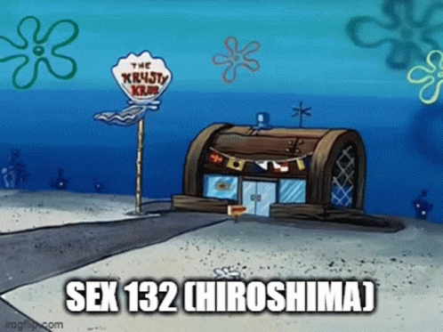 a cartoon painting with the words sex 1223 hiroshima