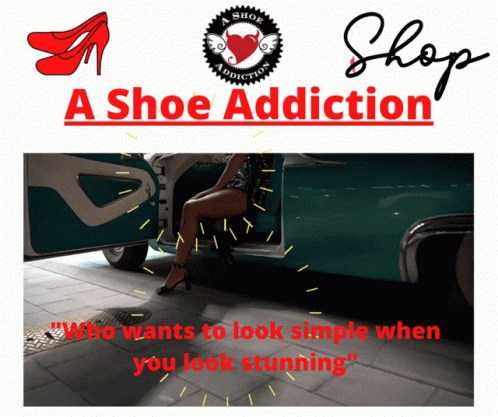 a shoe advertit for shoes as a car door and the image of the driver