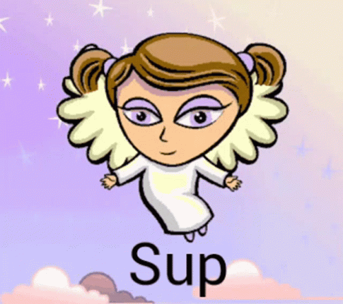 a graphic of an angel on top of a word