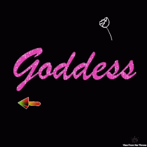 the word'goddess'has a light blue arrow coming out