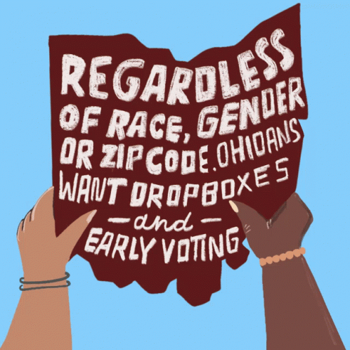 a graphic on the back of a t - shirt that says regardless of race, gender or hip code indians wait dropboxes and early voting