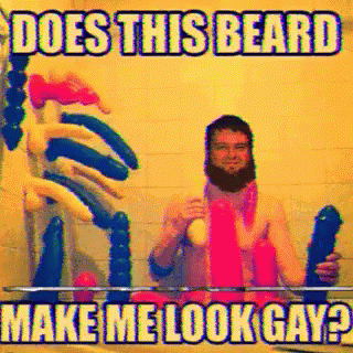 a person in an advertit with a fake beard