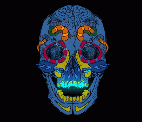 a human head with colored images of the in and face