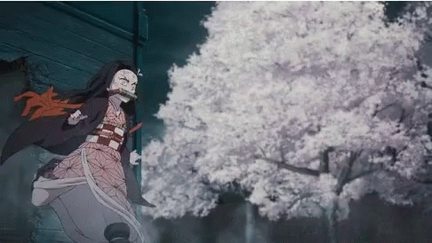 a cartoon anime scene showing a woman with a cat in her arms holding an umbrella