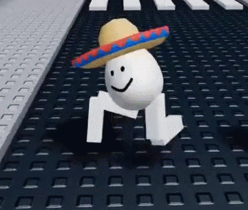 an animated white person with a hat on his head