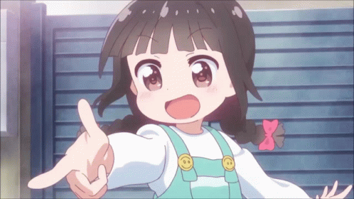 a young female anime character pointing with her hand