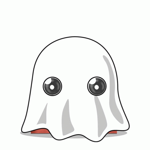 a white ghost with eyes on it