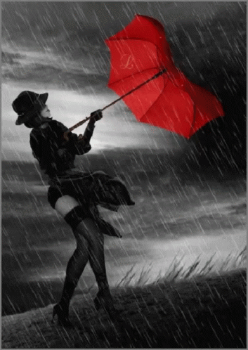 a woman that is holding an umbrella on a stormy day