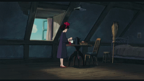 a scene from the animated version of the house on which the character appears to be standing