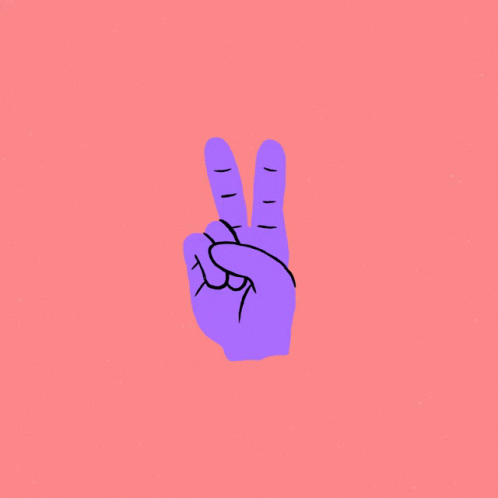 pink peace sign drawn in hand on purple background