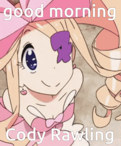 an anime has a caption for good morning