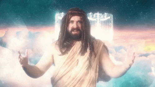 the jesus has a serious look on his face
