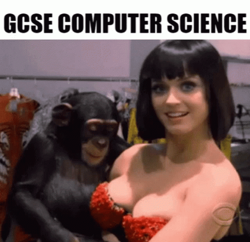 woman in dress standing next to a gorilla wearing glasses