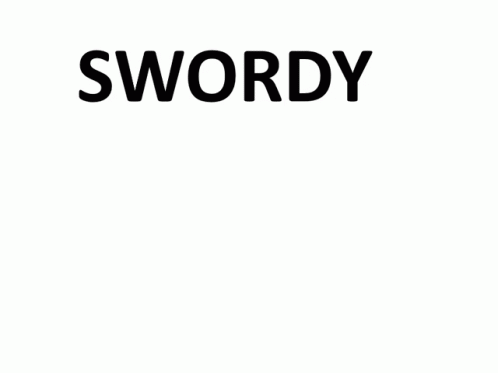 this is a red and white airplane with the word swordy in black