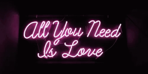 a large neon sign that says all you need is love