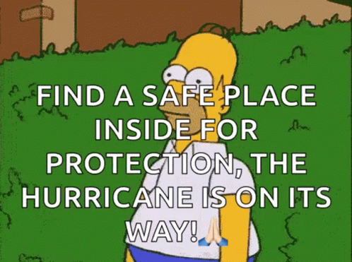 a cartoon picture with the caption'find a safe place inside for protection, the hurricane is on its way '