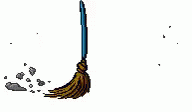 the computer screen shows the drawing of a broom