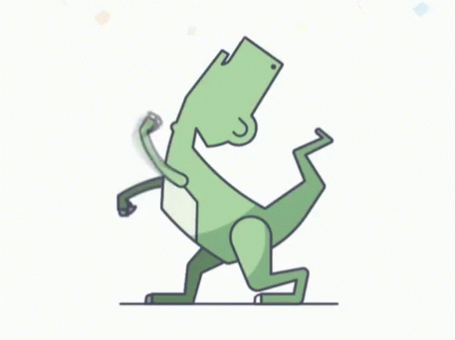 a green character with an outstretched leg