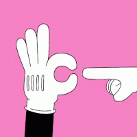 a drawing of a glove pointing at a human hand