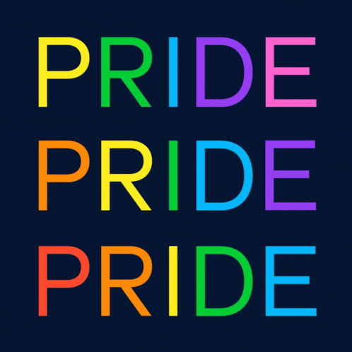 rainbow letters on top of each other and the words pride on one