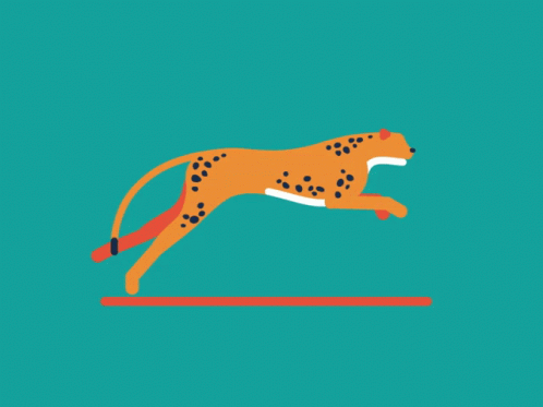 a leopard painted on a green background with blue streaks