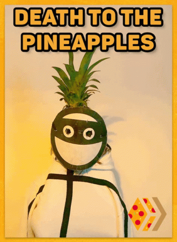 an animated figure with a pineapple in his mouth