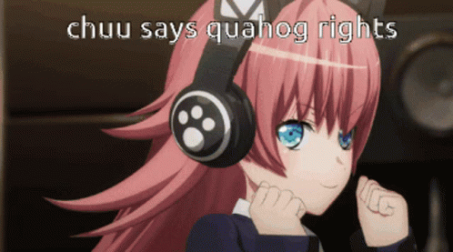 a anime character with purple hair wearing headphones