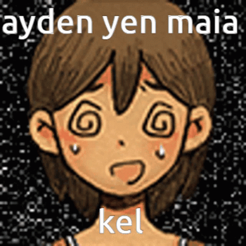 a cartoon picture with an angry face and the words kayden yen maia kel