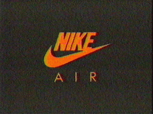 nike logo and air company in blue on black