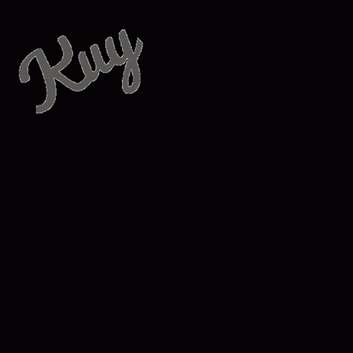the word kyu is written in gray ink on black paper