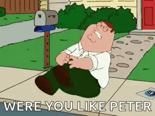 cartoon with a man sitting on the curb next to mailbox that says, were you like peter?