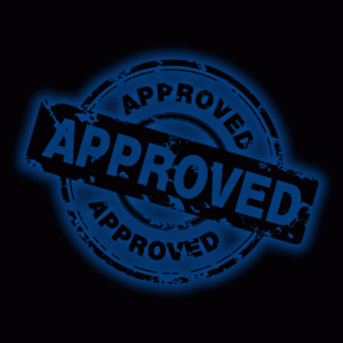 an orange stamp that says approval, approval and approval