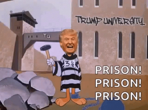 the cartoon shows a prison with a prison character