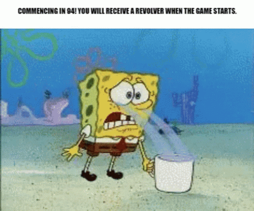spongebob is pulling the end of a bucket