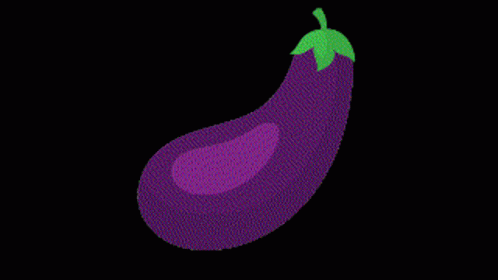 an eggplant pixeled onto a black background