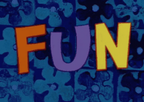 the words fun are written in blue and purple