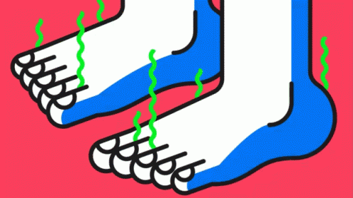 an illustration of two pairs of feet with nail marks