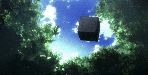 an upside down image of a box in the forest