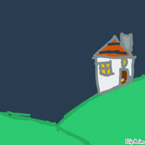 a house sitting on a hill next to some hills