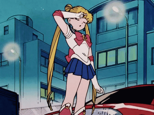 a cartoon girl in a skirt and top standing next to a car