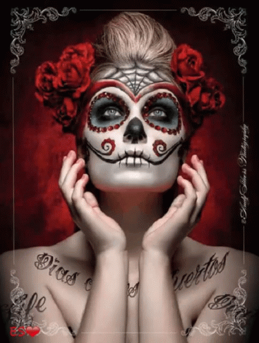 an image of a woman with a skeleton face paint on