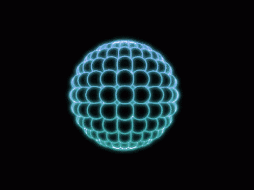 an abstract sphere in neon green on a black background