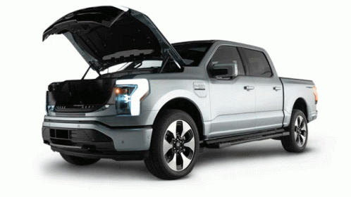 a pickup truck is shown with the hood open