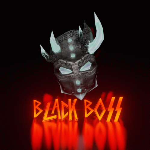 black mask text with white skulls and horns on it