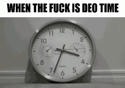 a clock has words above it describing time