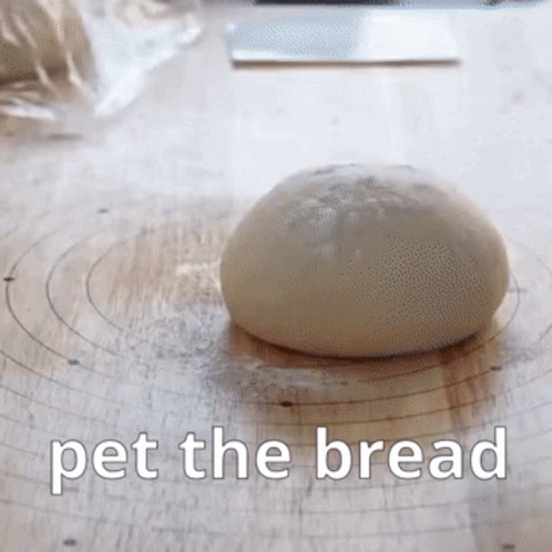 a white doughnut sitting on top of a table with the word pet the bread